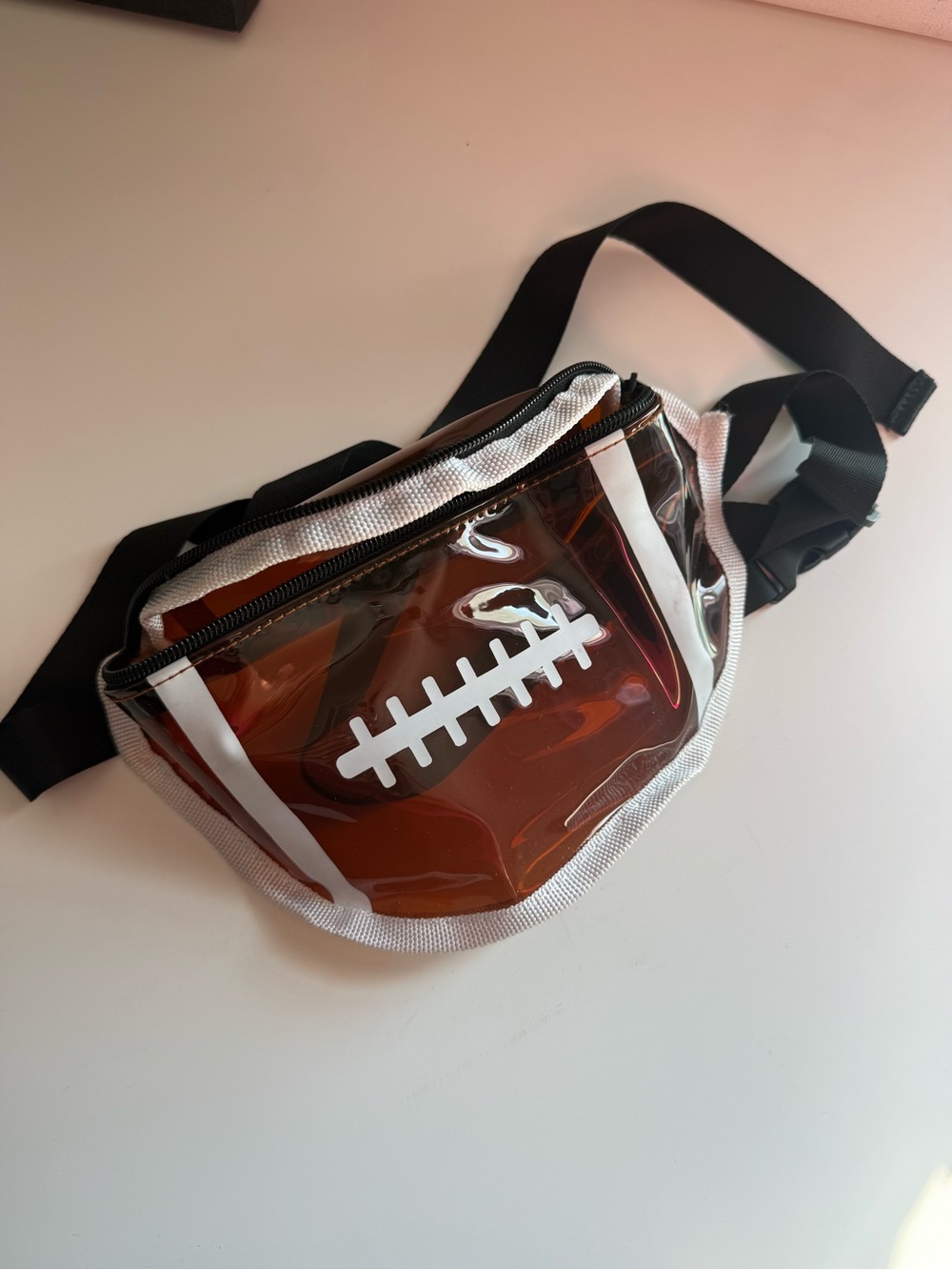 Clear Brown Football-Style Waist Bag